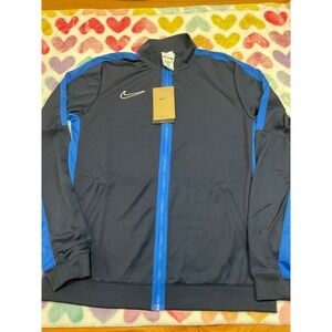 Nike Dri-FIT Track Jacket Blue White Swoosh Full Zip Women Medium Slim Fit